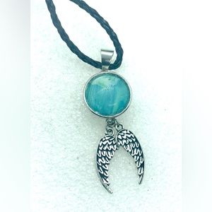 Angel Wings charm Necklace with handmade 20mm snap SN20